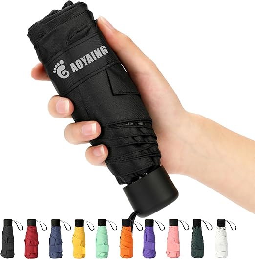 Small Mini Umbrella with Case by GAOYAINIG Light Compact Design Perfect for Travel Lightweight Portable Parasol Outdoor Sun&Rain Umbrellas 34 Inches