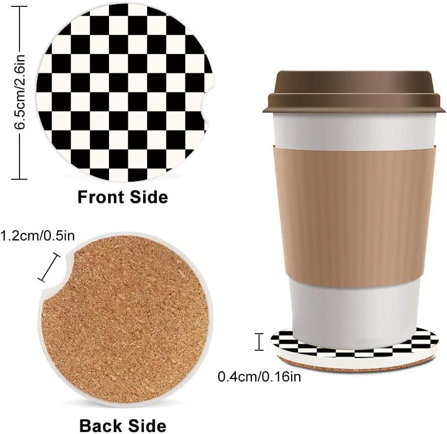 Vista 2 de Portavasos absorbentes para automóvil, paquete de 2, bonitos posavasos para automóvil con muesca de dedo para mujeres y hombres, piedra de cerámica