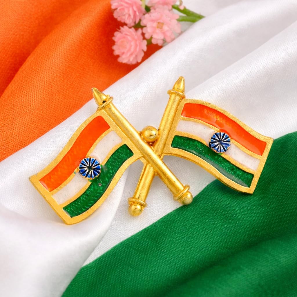 Craft and Toys Indian National Flag Badge India Brooch Pin Tiranga/Tricolour Metal Safety Pin for Shirt,Saree,Chuni, Blazer for School Students (Pack of 5)(N777)-picture-50