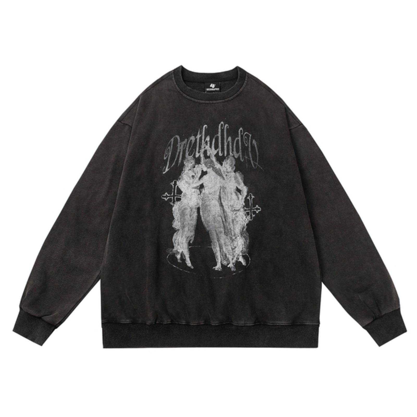CHOUX Maglione Uomo Streetwear Hip Hop Figure astratte Stampa Oversize Punk Gotico Distressed Manica Lunga Autunno T-shirt Tee Shirt Top