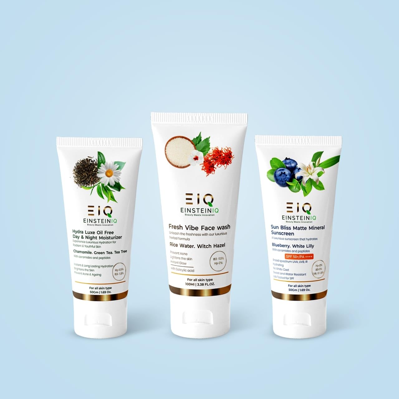 EIQ - EINSTEINIQ Face Wash + Sunscreen + Moisturizer – Complete Daily Skincare Combo-image-37
