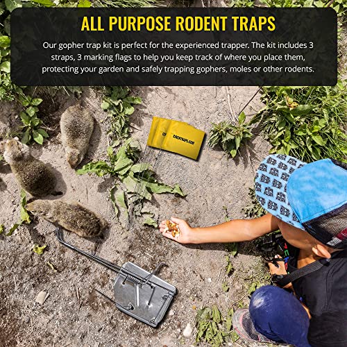 Cinch Gopher Trap Kit - Small (3 Packs) Heavy Duty, Reusable Rodent Trapping System, Weather Resistant, Outdoor Use - For Sports Fields, Ranches, Farm Lands, Yards - Personal & Professional Grade Use #TOP2