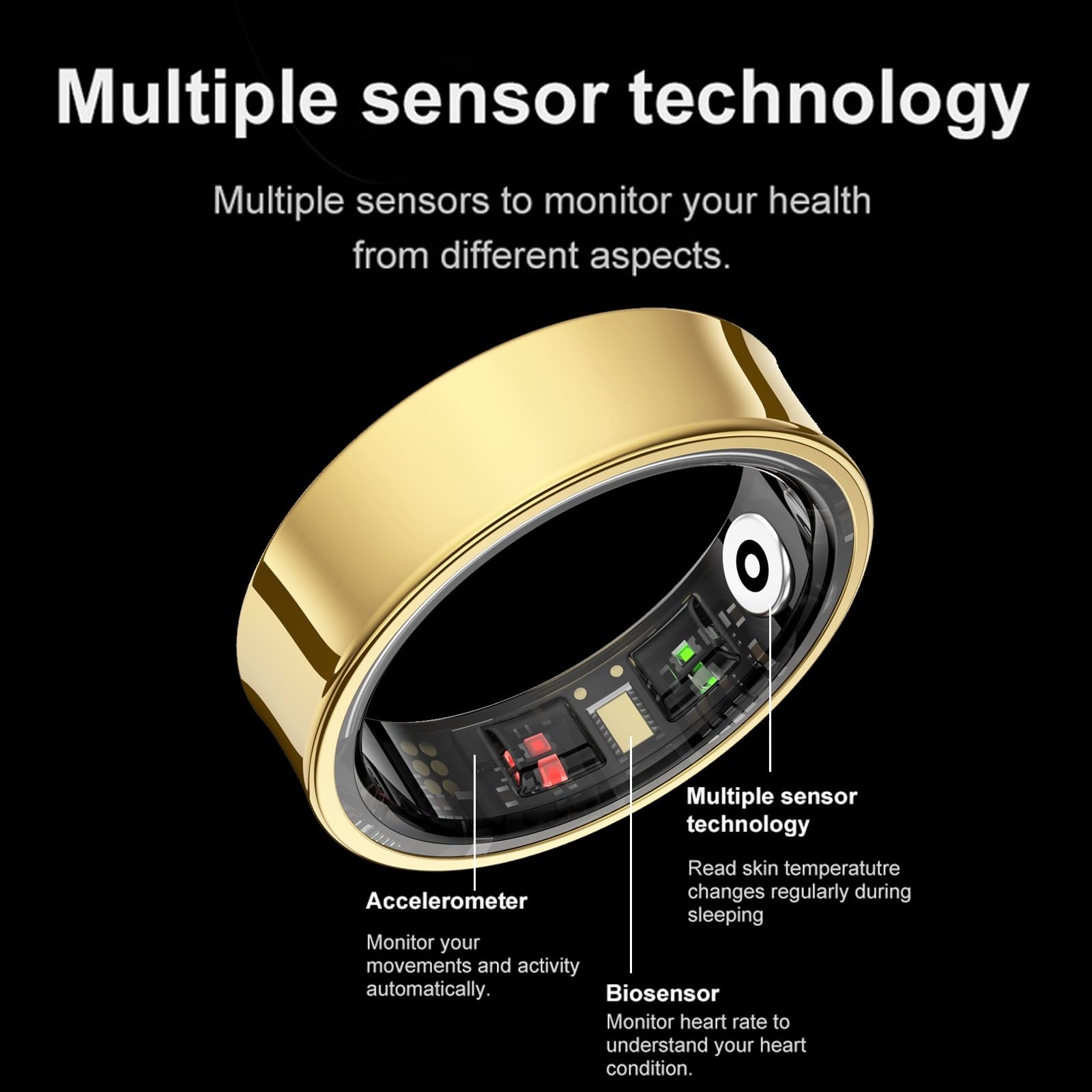 Korons Smart Ring, Anello for La Salute Con Ip68 Impermeabile, Leggero E Confortevole, Compatibile Con Android E Ios, Dispositivo Indossabile, Contapassi E Monitoraggio Della Distanza(Silver,#7)
