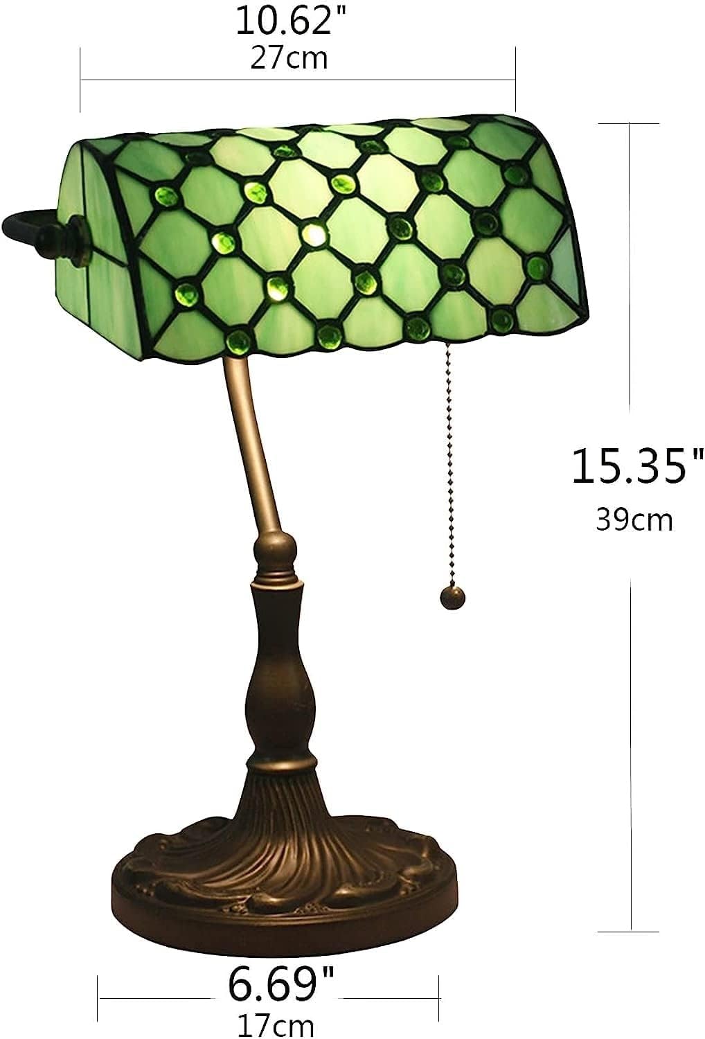 Bankier's Tischlampe, farbige Glaslampe, Kristallperlenschreibtischlampe, Schlafzimmer in der Nacht Leselampe (Emerald Green Glass Perlen Schatten) Innovate