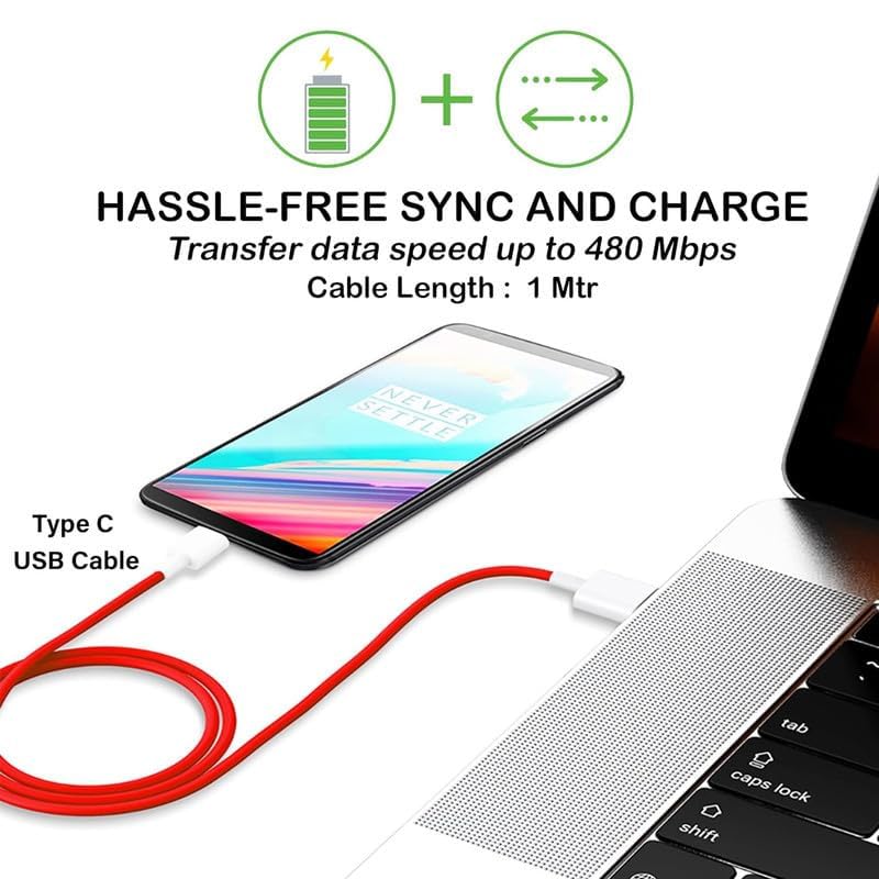 Image of Fast Charging cable Upto 65W Type-C USB Cable Compatible with Xiaomi Redmi 9 Power Original USB Cable|Rapid Quick Dash Warp super vooc Charging Cable Type C (6.5 Amp, 1 Meter /3.2 Feet, RED)
