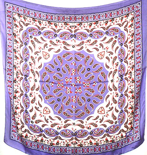 Silk Salon 100% Silk Satin Scarf Shawl Wrap Paisley Lilac JingjingartA339