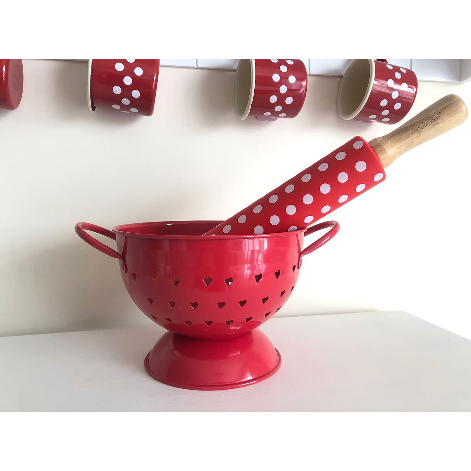 Isabelle Rose Rodillo de madera y silicona antiadherente Shabby Chic Dots 5166