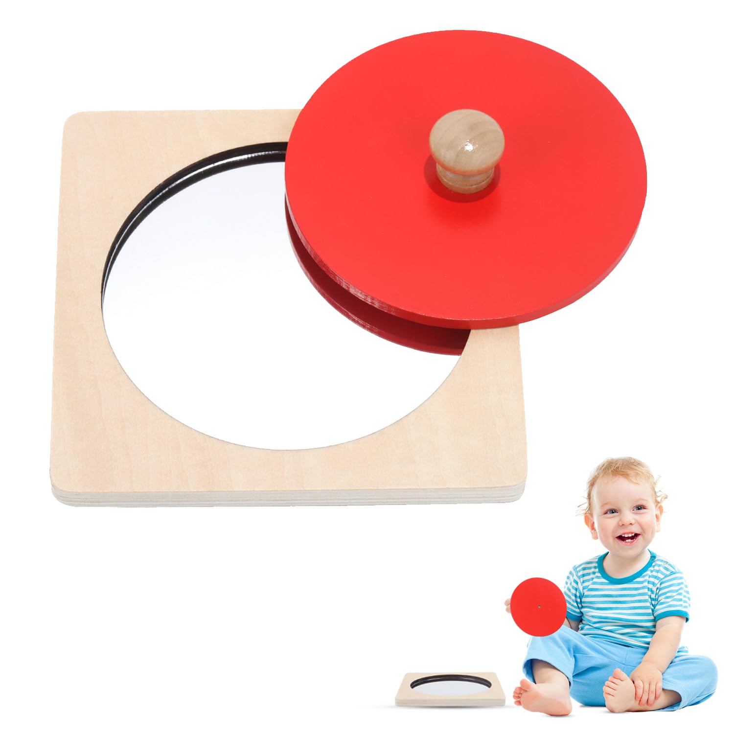 Miroir Montessori Sensoriel pour Bébé - Jouet Nouveau-né avec Miroir - Idée Cadeau pour Nouveau-né