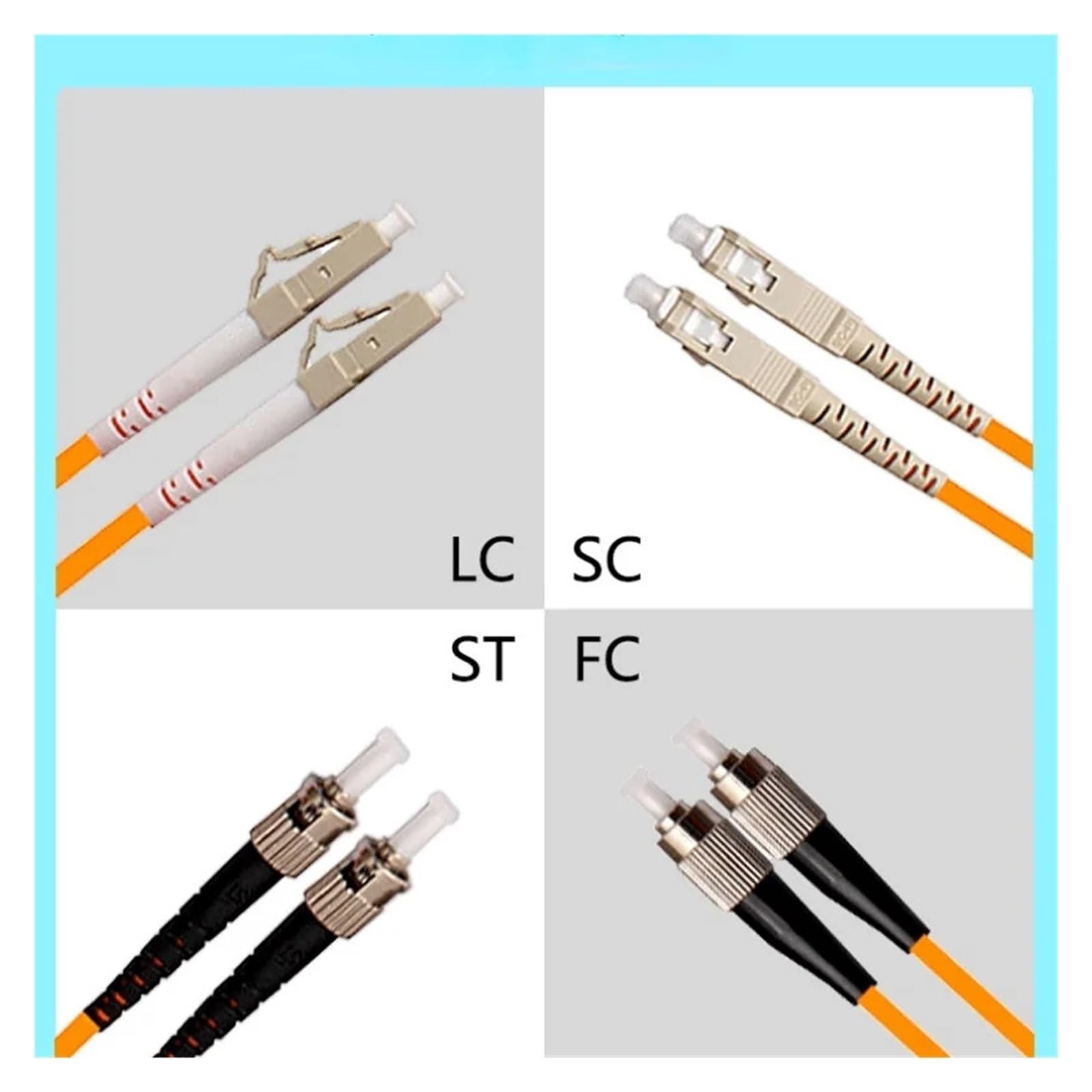 Câble de raccordement en fibre optique 2,0 mm ou 3,0 mm LC/ST/SC/FC UPC multimode Dual Core 5 mètres (LC UPC-ST UPC)