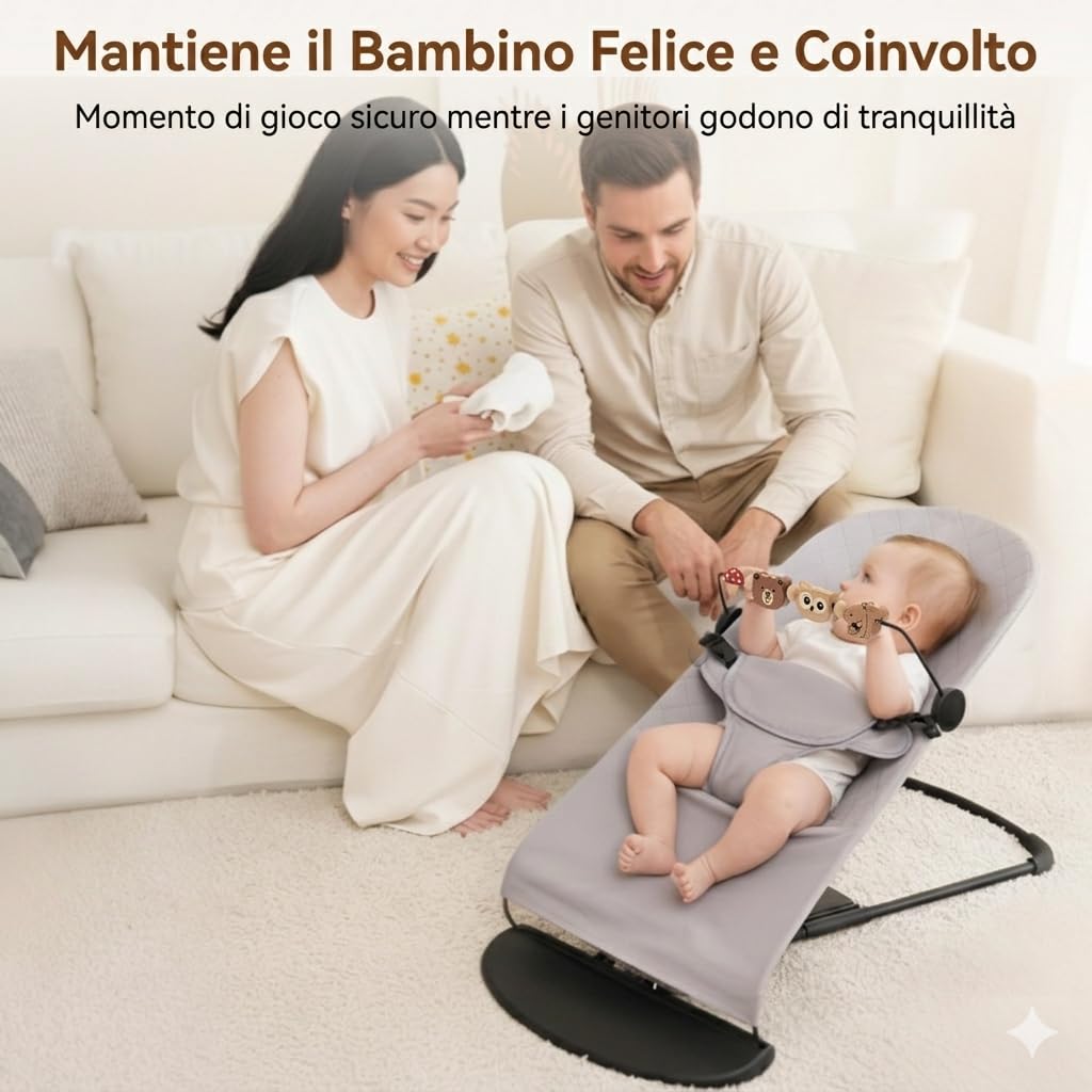 Giocattolo per buttafuori, Compatibile con BabyBjorn Bouncer Balance Soft & Bliss, Barra Giocattolo Girevole in Legno per Bambini, Giocattolo per Lo Sviluppo sensoriale (Animali)