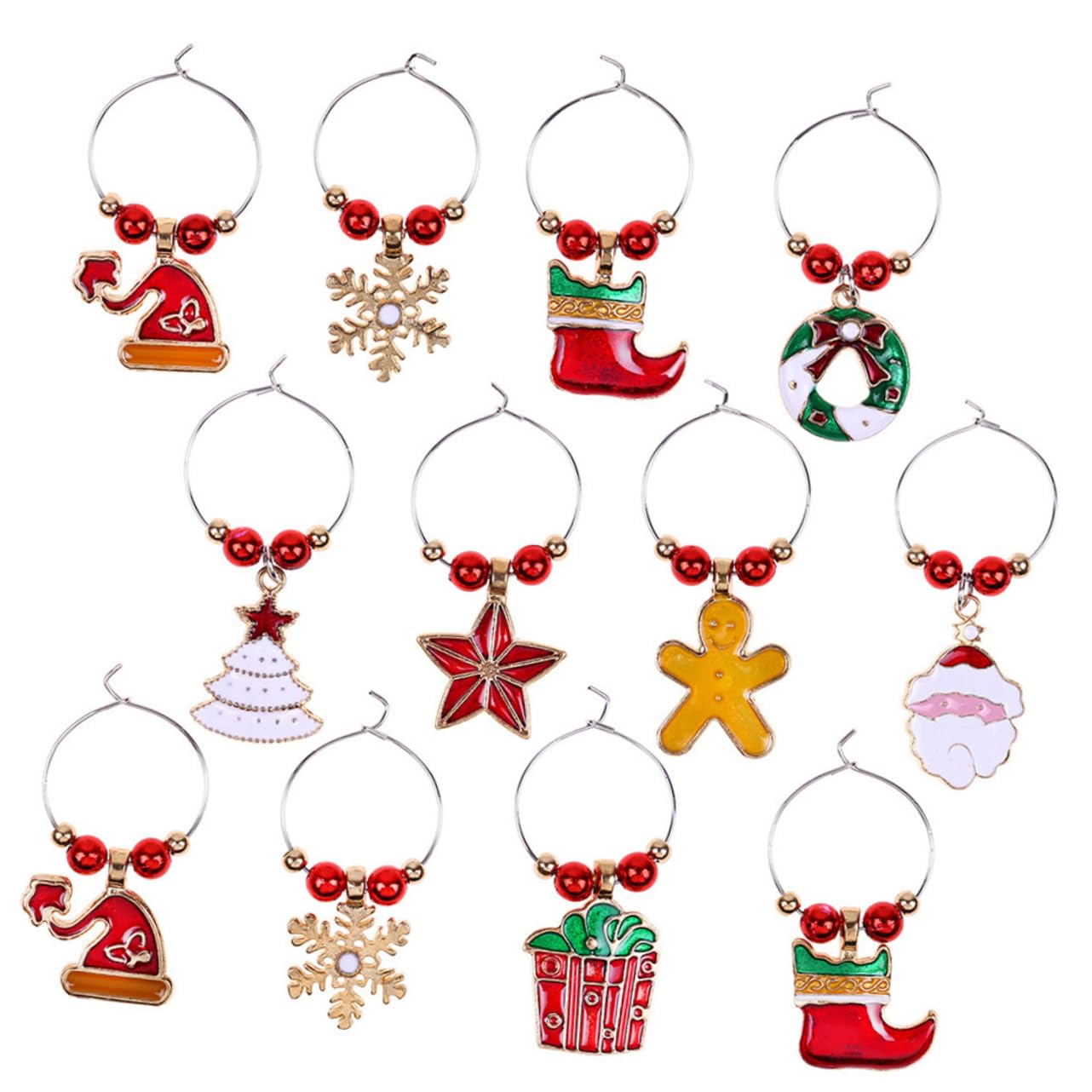 ABOOFAN 3 Set Di Vivaci Ciondoli Per Calici Da Vino Natalizi Segnabicchieri in Metallo Per Feste Di Natale 12 Pezzi * 3