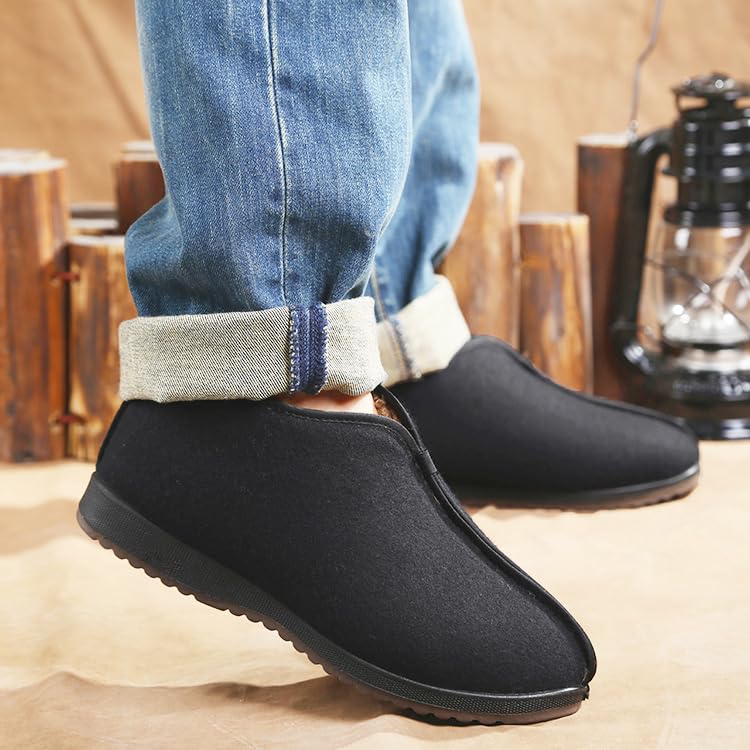 Winter Padded Thick Men's Casual Shoes in Large Size, high Heel, Warm, Soft and Slip-Resistant, Suitable for Father's Home wear.3