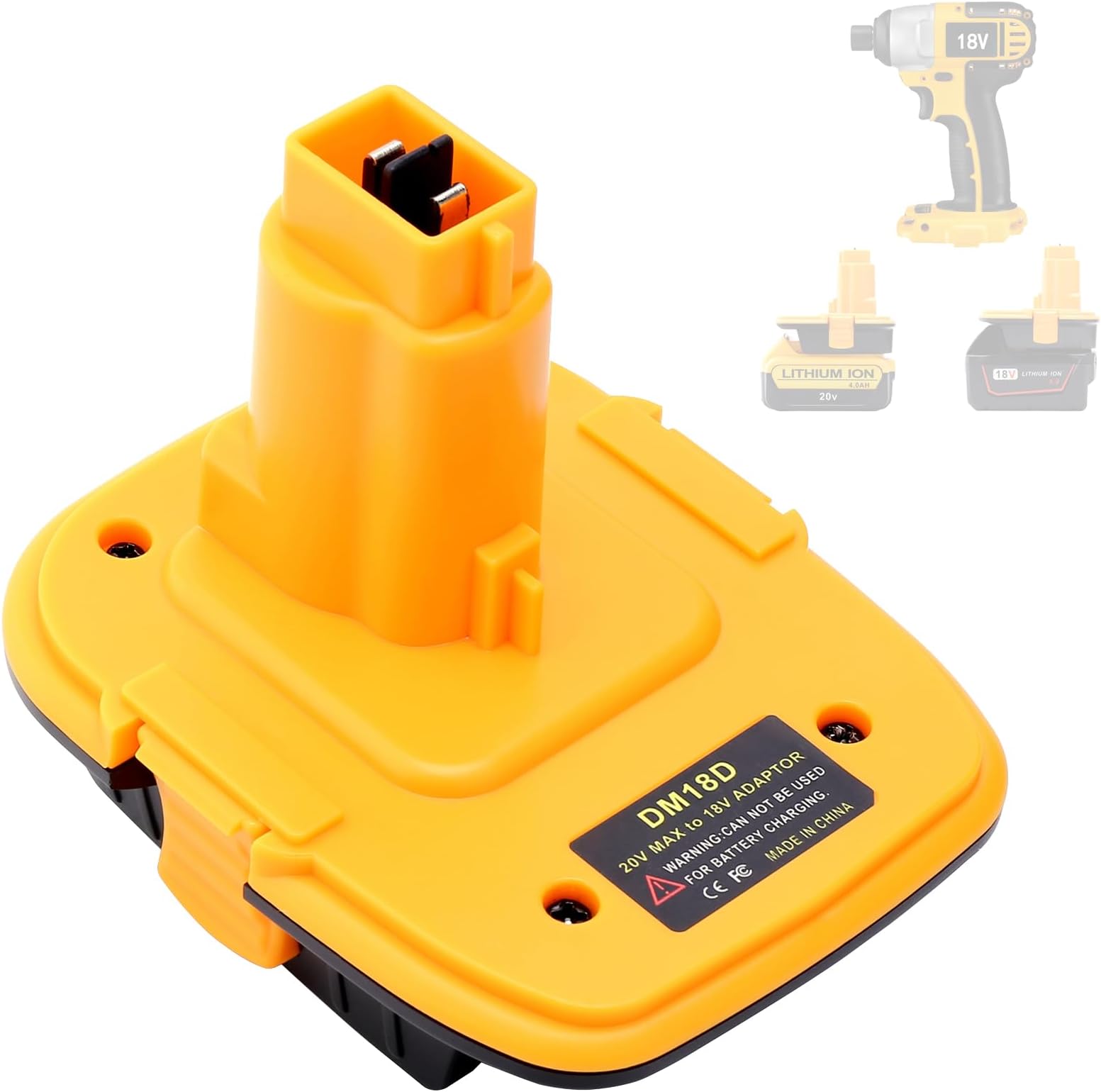 1 Pack DM18D Battery Adapter Converter With USB Port For Dewalt 18V Tools, Converts Dewalt 20V Li-ion Or Milwaukee M18 18V Li-ion Battery To Dewalt 18V Battery Adapter