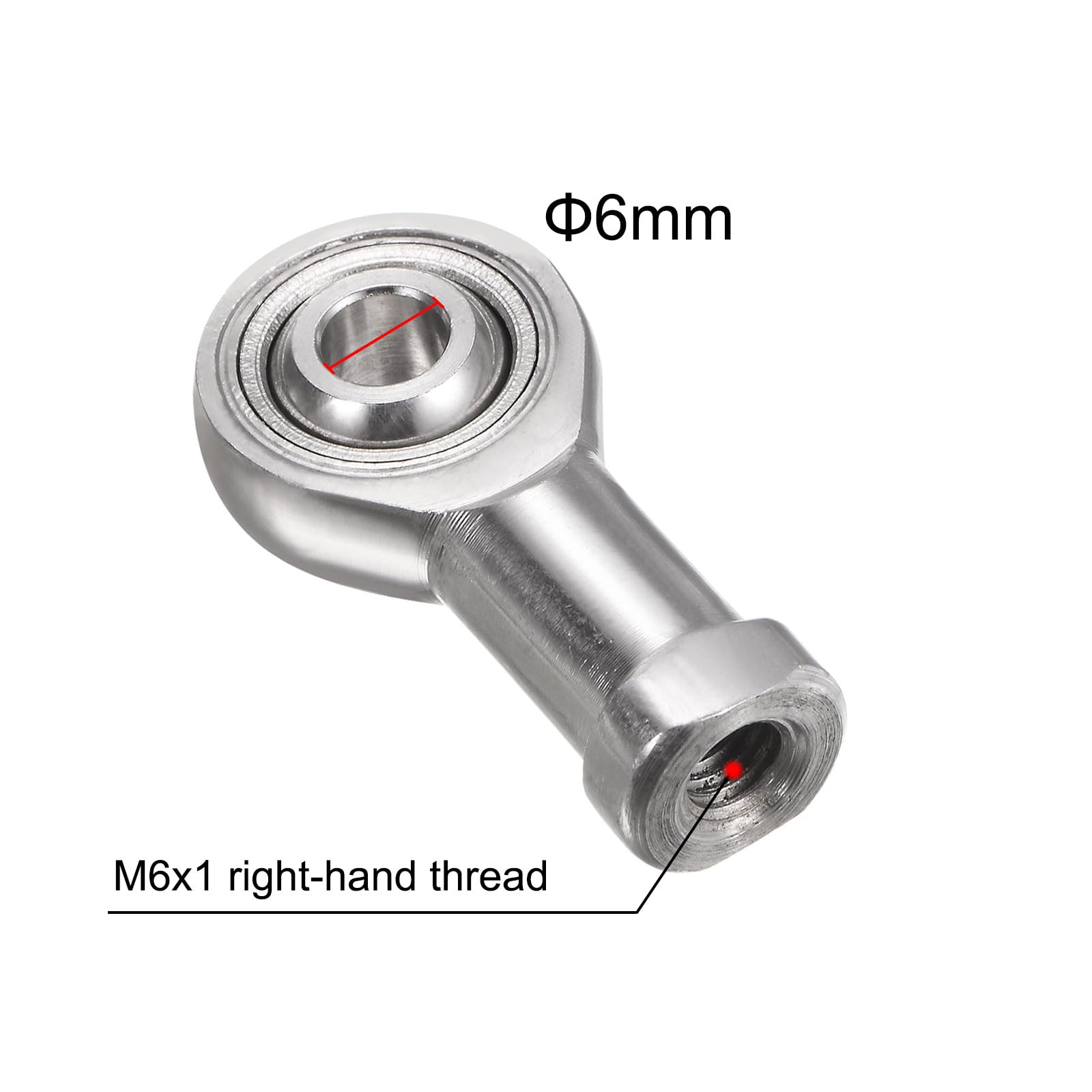Uxcell M6x1 Female Rod End Bearing - Stainless Steel Joint With Jam Nut, 6mm