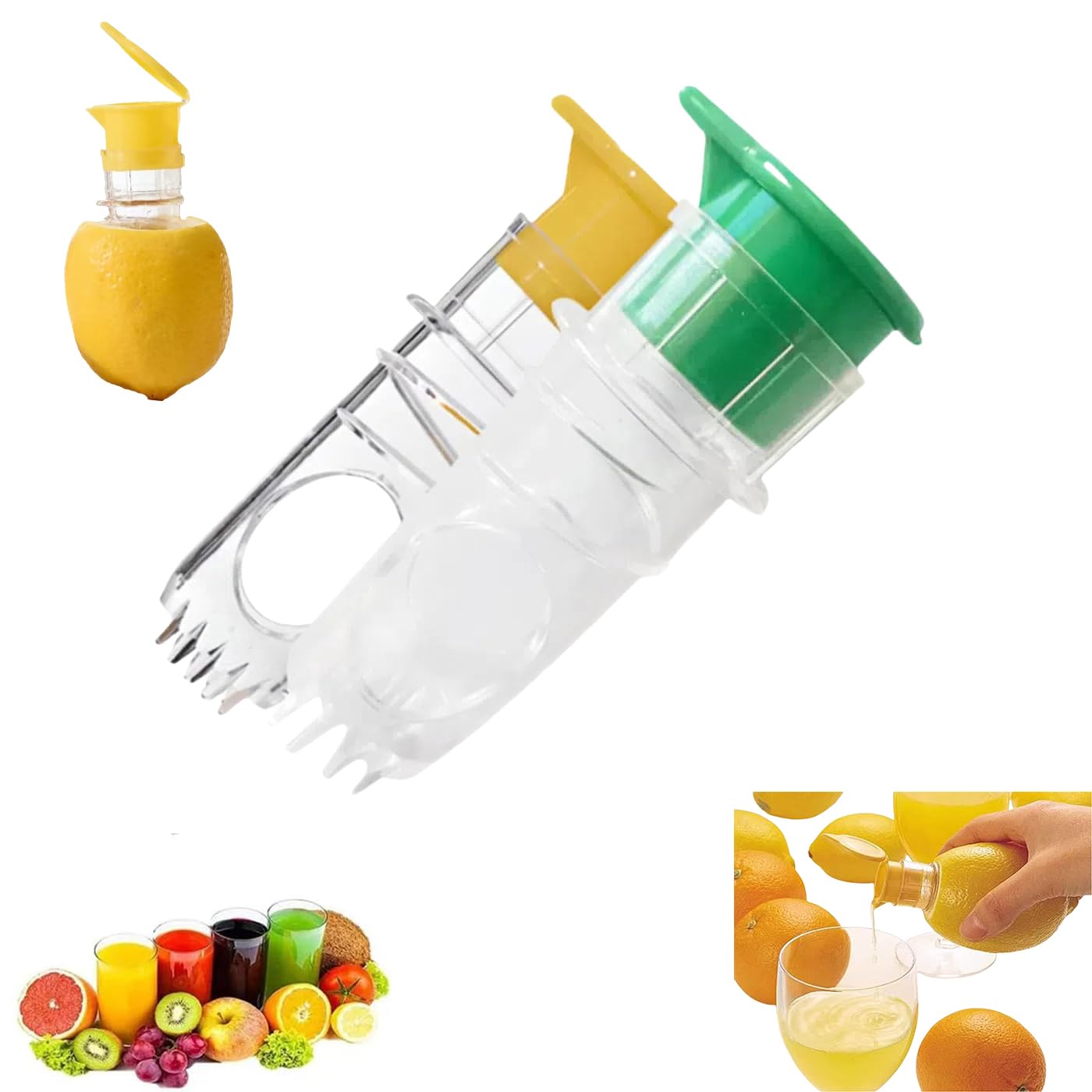 Lemon Squeezer 2025 New Screw Top Manual Citrus Juicer Portable Lemon Juicer With Lid Handheld Lemon Press Ideals For Cocktails Drinks And Cooking. (Yellow + Green)