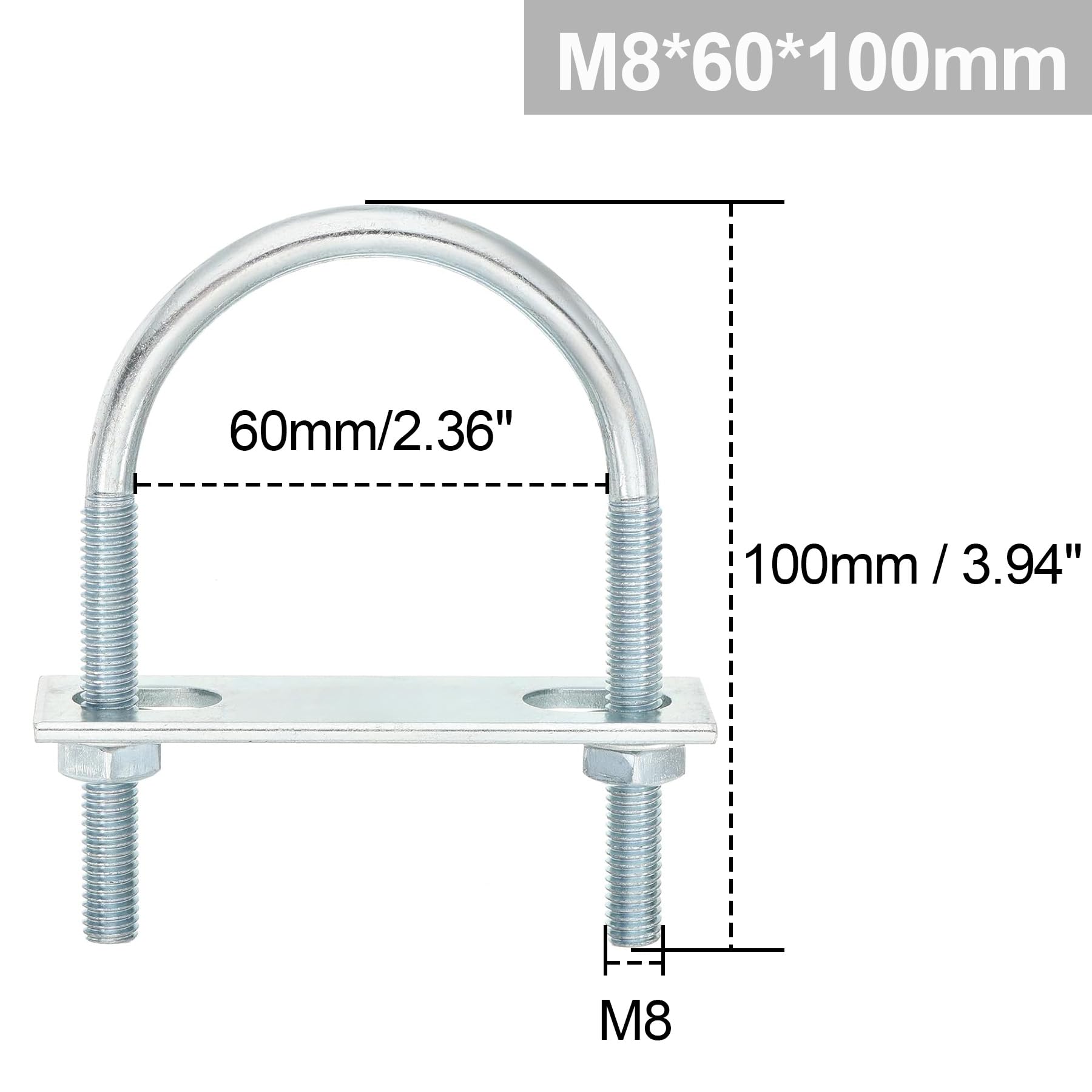 LEPEVNEY M8 Round U-Bolts, 60mm(2.76") Inner Width - Image 2