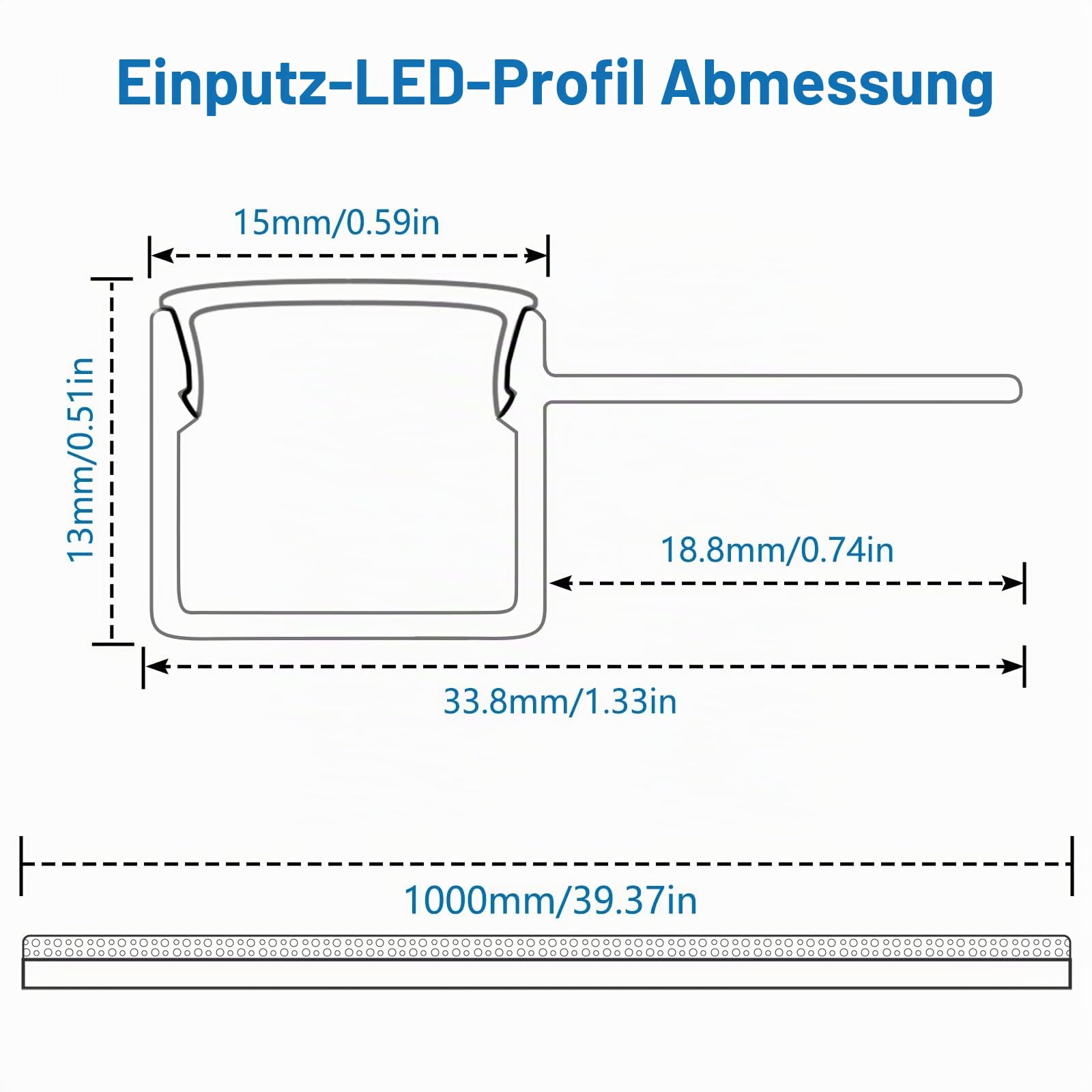 inShareplus LED Trockenbauprofil, 3,3 ft/1 m, 6er-Pack Aluminiumkanal mit milchiger Abdeckung; 13mm trimless LED-Strip-Diffusor für Unterbau, Regal, Wand, Tisch, Decke und Ecken(Retrofit)
