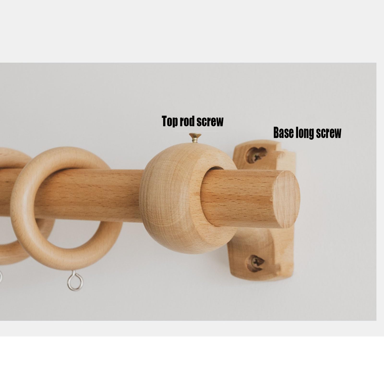 Bastone per tenda in legno ecologico con struttura in legno naturale, supporto antiossidante, ideale per camera da letto e soggiorno, regolabile da 1 a 3 metri (200 cm)