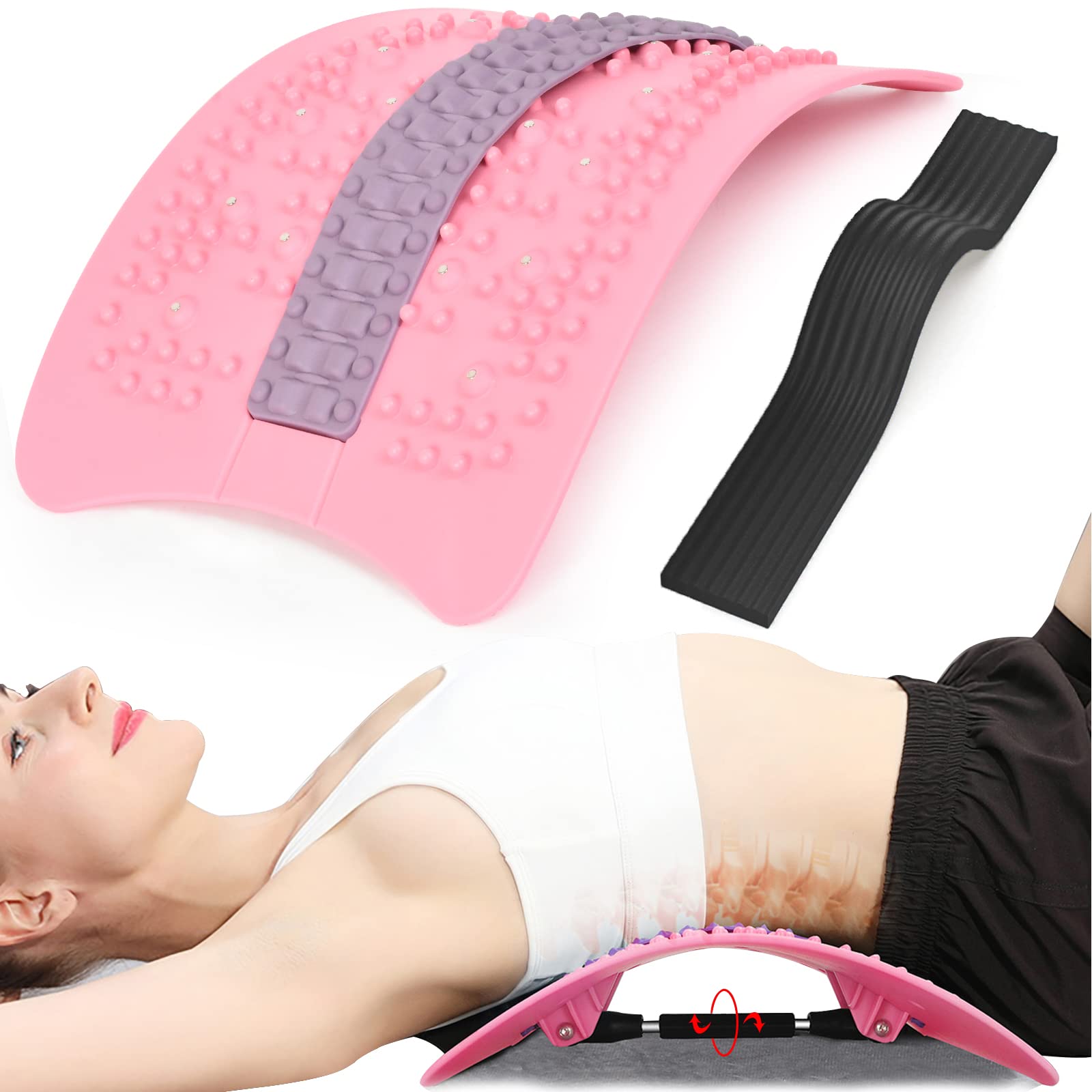 Photo 1 of Ougist Back Cracker Back Stretcher Fully Adjustable Back Popper, Back Cracking Device for Relieving Herniated Disc, Sciatica, Scoliosis (Pink)