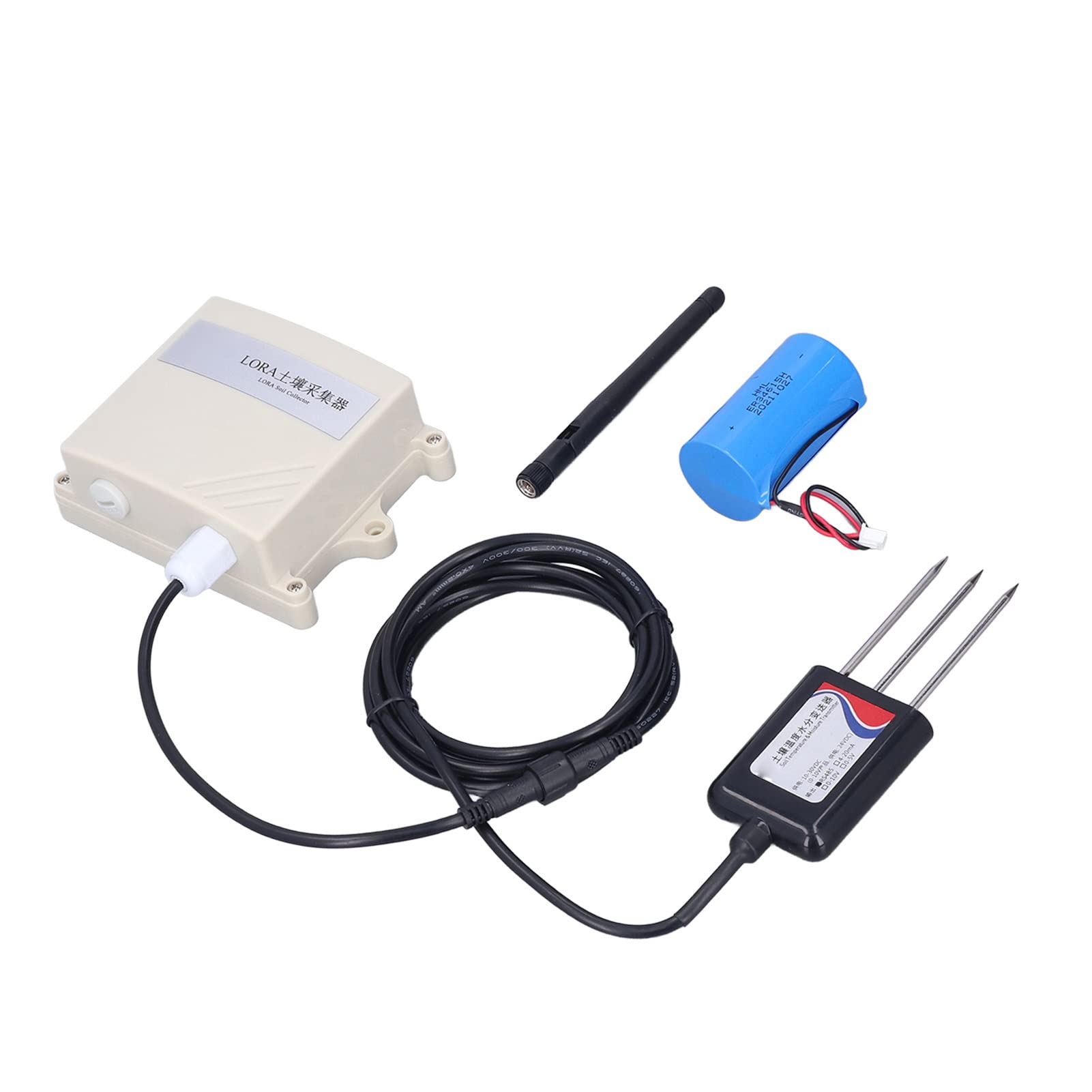 Transmisor de Sensor de Suelo Sensor Inalámbrico de Humedad del Suelo RS485 con Monitoreo de Temperatura Alcance de 3000 M IP65 ABS Carcasa Impermeable para Usuarios de Invernaderos de