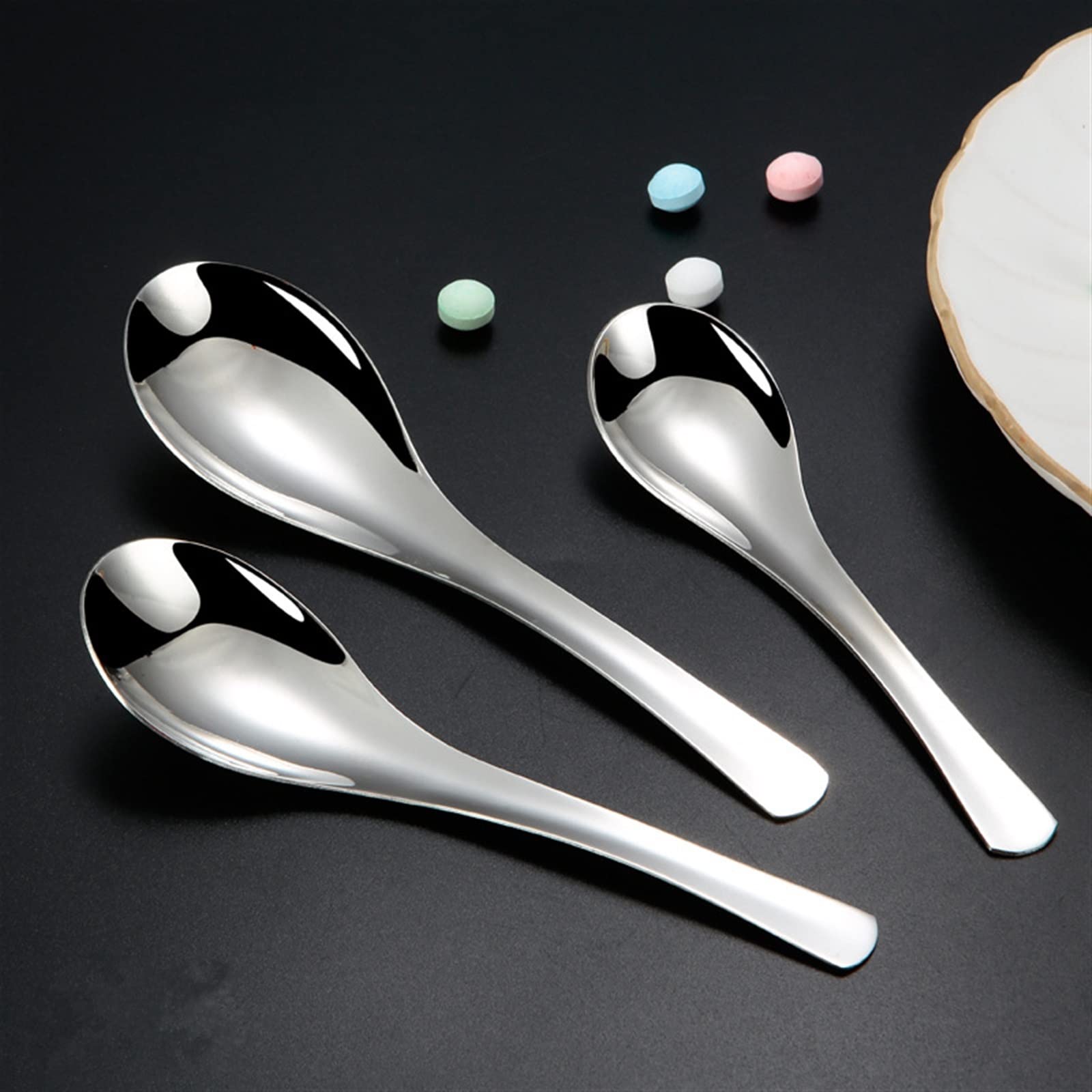 JINGYAN Cuillères à glace Stainless Steel Spoon Ice Cream Dessert Fruit