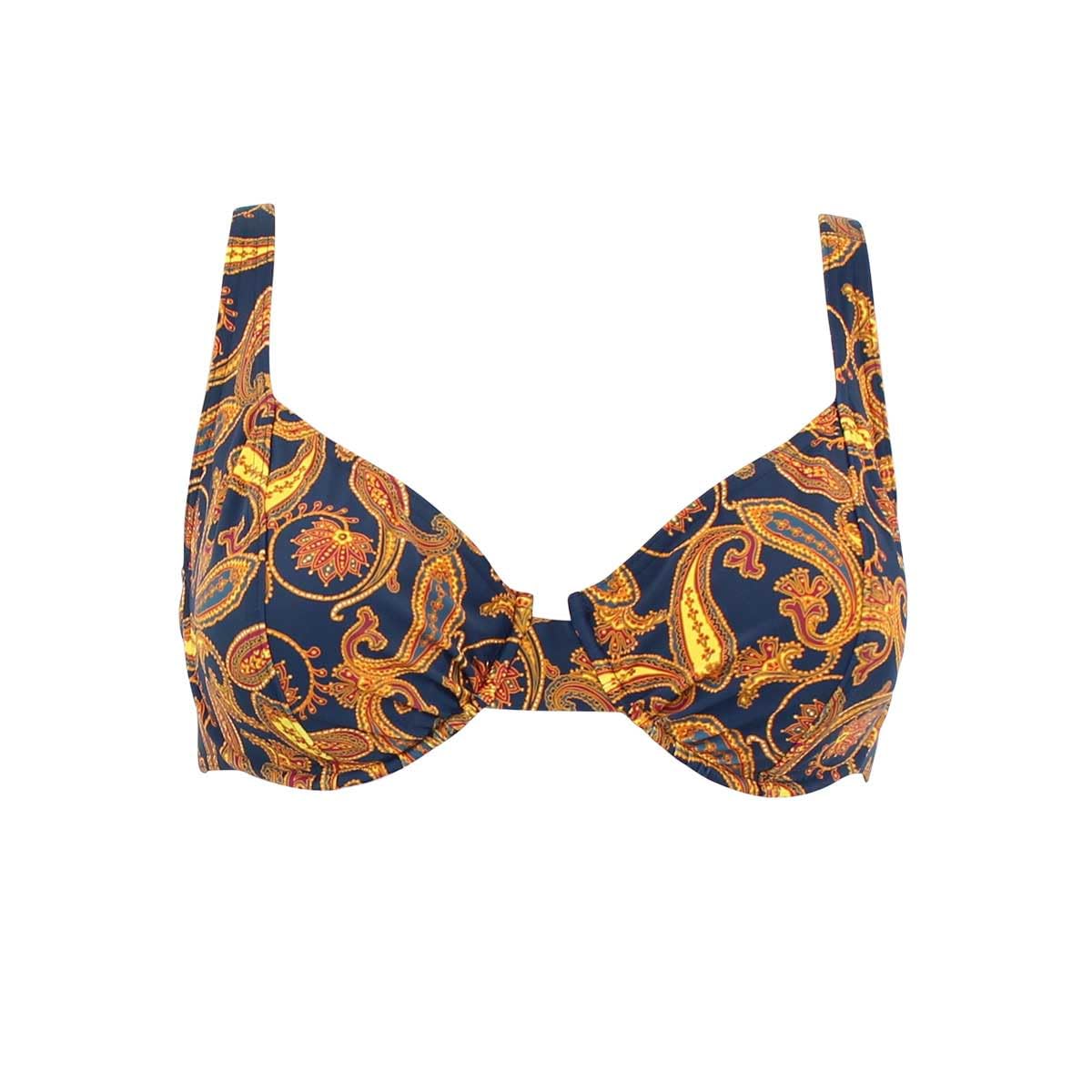 Janine Robin - Haut de Maillot de Bain à Armatures Caracas - Bleu Marine - Marque Française - Haute Qualité