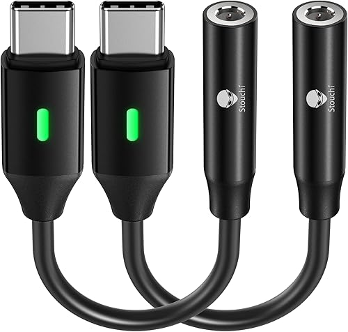 Vista 21 de Stouchi Adaptador de audio USB C a 0.138 in (2 paquetes) tipo C para auriculares tipo C, cable DAC de alta fidelidad para iPhone 17/16/15, Pixel