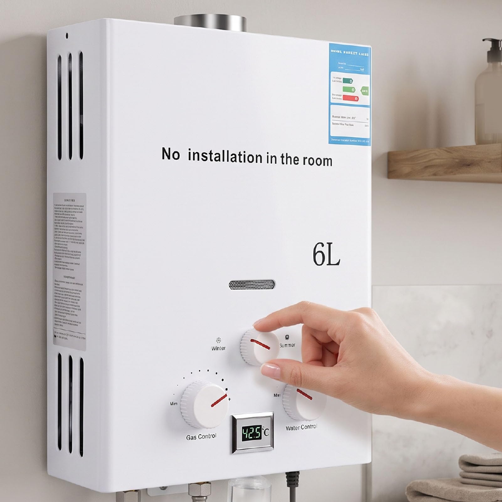 YUYTE Scaldabagno a Gas Istantaneo Portatile, Riscaldatore D'Acqua Senza