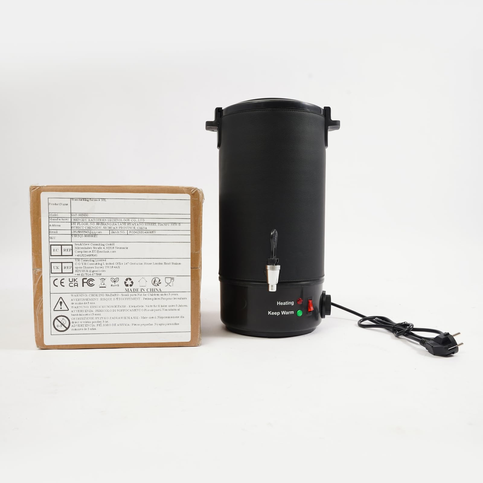 Ecoggeder Derretidor de cera eléctrico, 1100 W, gran capacidad, para hacer velas DIY, kit de 10 l, 30-110 ℃, olla de cera fundida de cera para velas