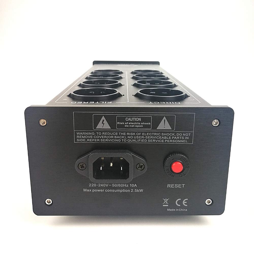 WAudio Filtro di linea HiFi W-4000B, 8 Prese Multiple con Protezione da Sovratensioni e Luce di Fase, Nero