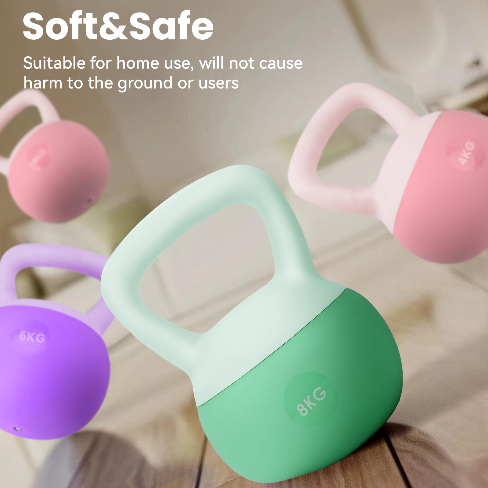 Kettlebell Morbido in Gomma – 4/6/8 kg, Peso da Allenamento Sicuro per Casa e Palestra, Maniglia Antiscivolo, Ideale per Fitness, Forza e Tonificazione