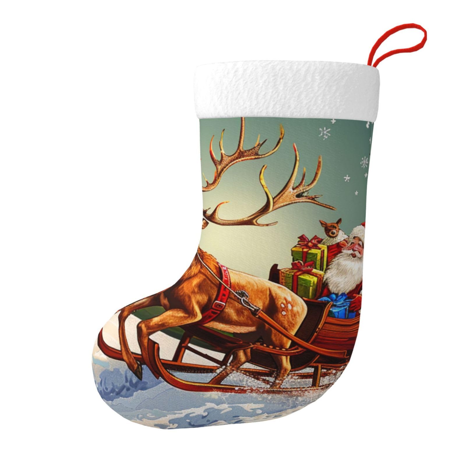 Merry Christmas Day Print Christmas Stocking, 28x45cm Holiday Hanging Stockings for Fireplace, Tree Decorations, Gift Giving, and Party Festive Decor