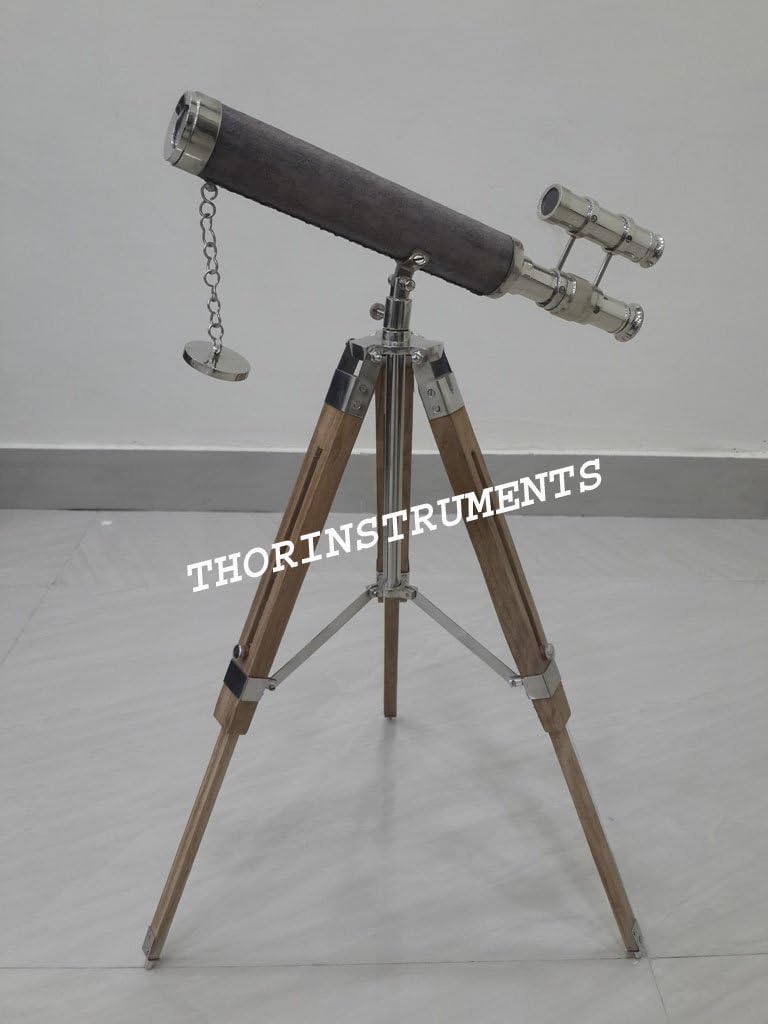 Nautical Telescope Double Barrel Leather Desk Standing Tripod Telescope Spyglass Rustic Vintage Home Decor Gifts