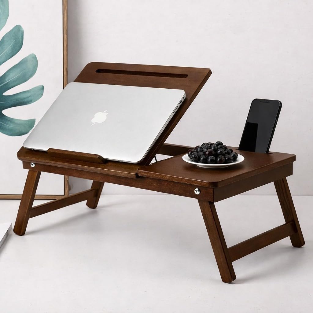 Wooden Finish Standard Multi-Purpose Foldable Portable Bed Table. (Walnut)-image-47