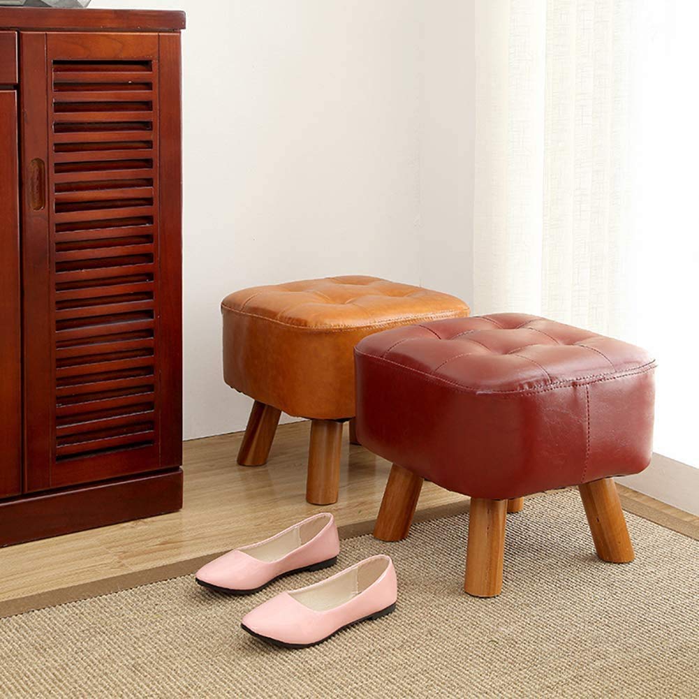 Sgabello Imbottito per poggiapiedi Sgabello per Divano Sgabello per Sedia ottomana in Legno, Pouf Imbottito per Sedile in Legno massello Sgabello per Panca per Scarpe in Legno Mass