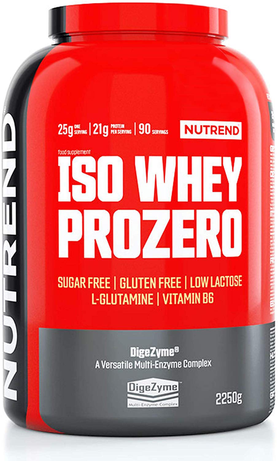 Nutrend Iso Whey Prozero Molkeproteinisolat L-Glutamin Niedrige Laktose Vitamin B6 Ohne Zucker und Gluten (Vanilla Pudding, 2250g)
