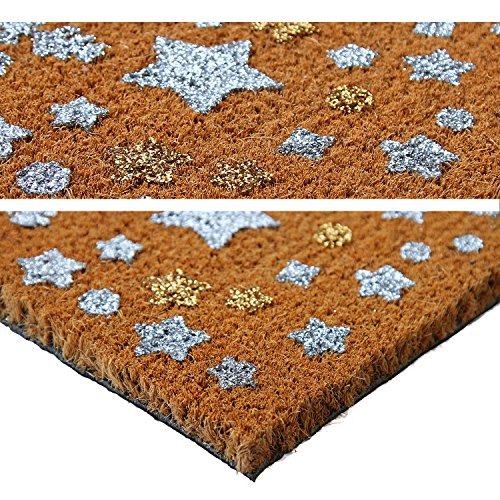 Image of Onlymat Christmas Coir Doormat With Non-Slip PVC Backing for Gateway, Entryway, Outdoor, Indoor, Patio - Durable and Large, Weatherproof Multicolour, Merry Christmas Printed Rug (60cm x 1.5cm x 40 cm)