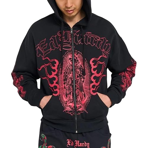 Men's Boxy Zip-Up Fleece Hoodie Sweatshirt