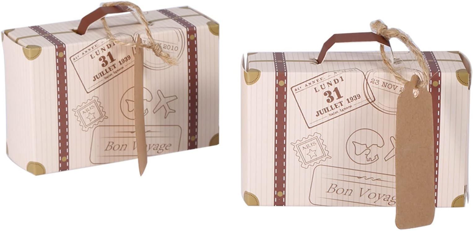 Cardboard Decorative Boxes 18×9×6 50pcs Set New Mini Suitcase Elegant Portable Cardboard Candy Gift Box Wedding Party Birthday