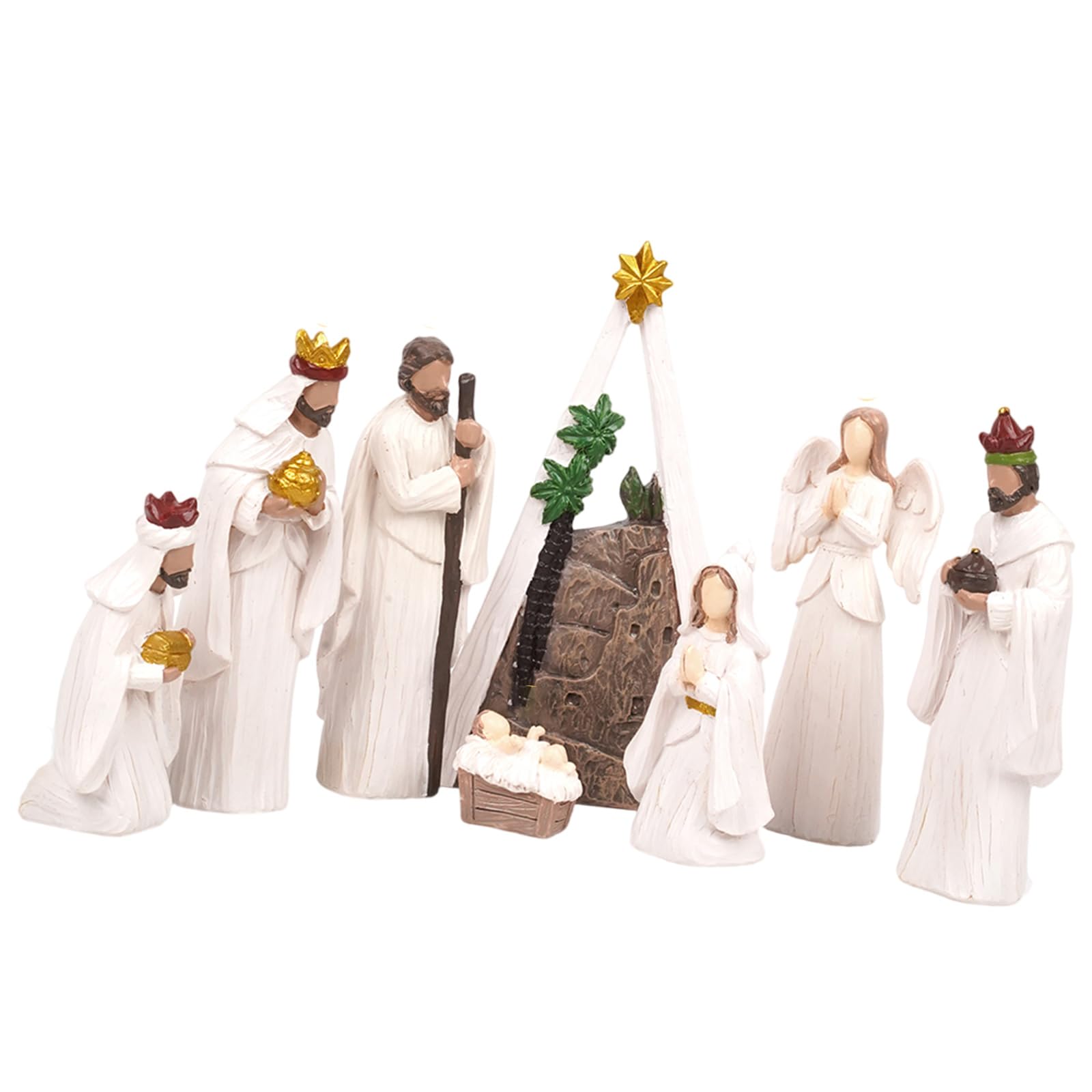 Buxuaaaa B Uxuaaaa Christmas Nativity Figurine, Resins Stable Nativity Scene Holy Family Collectable Decors, Christmas Table Figure Ornament Figurines
