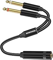 Vista 9 de HOSONGIN Cable divisor estéreo de 1/4 pulgadas (paquete de 2), adaptador TRS macho de 1/4 pulgadas a doble TRS hembra Y, chapado en oro, cable