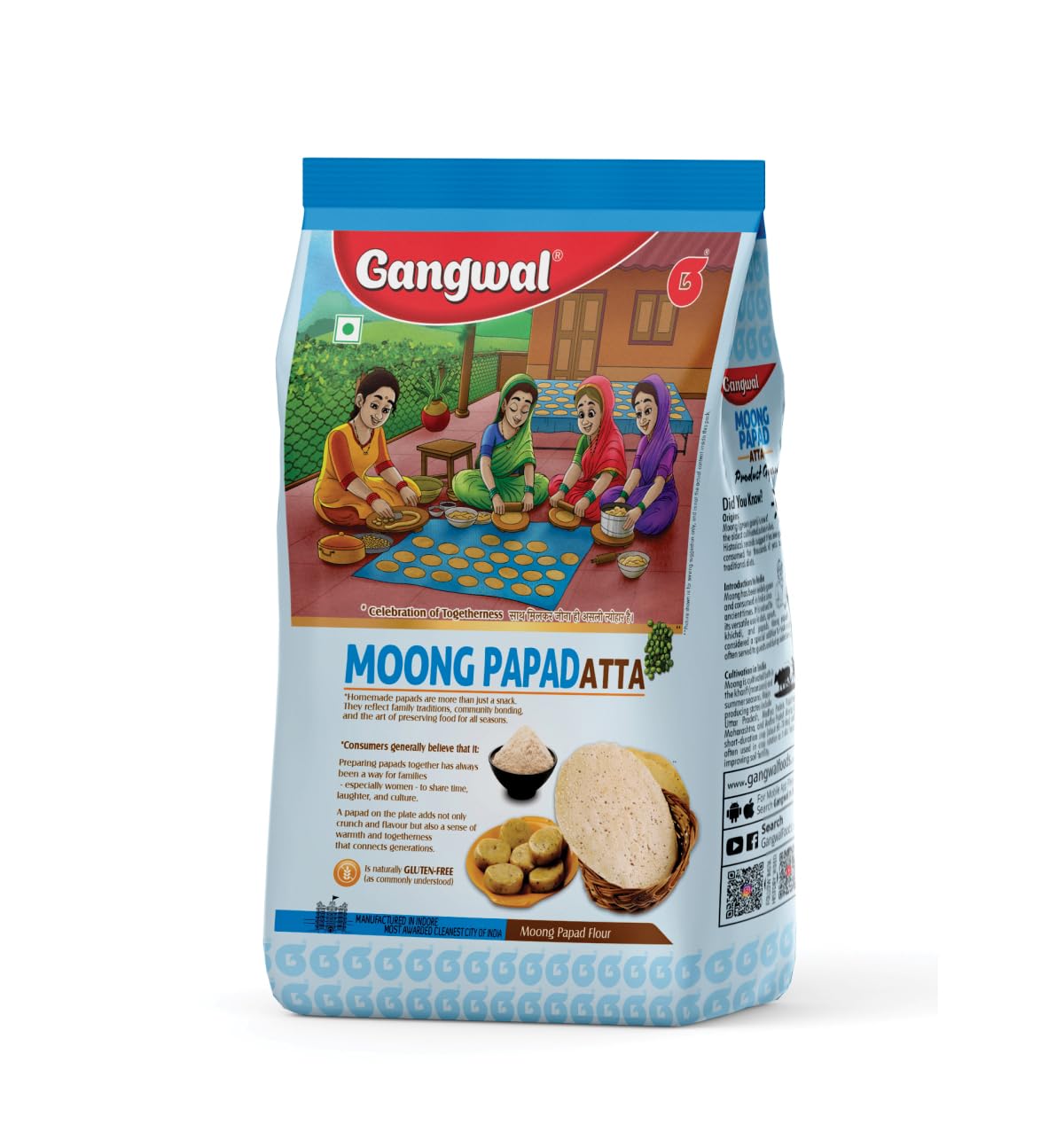 Gangwal Moong Papad Atta 500 GM | Mix Moong Dal Papad Atta Instant Snacks-image-48