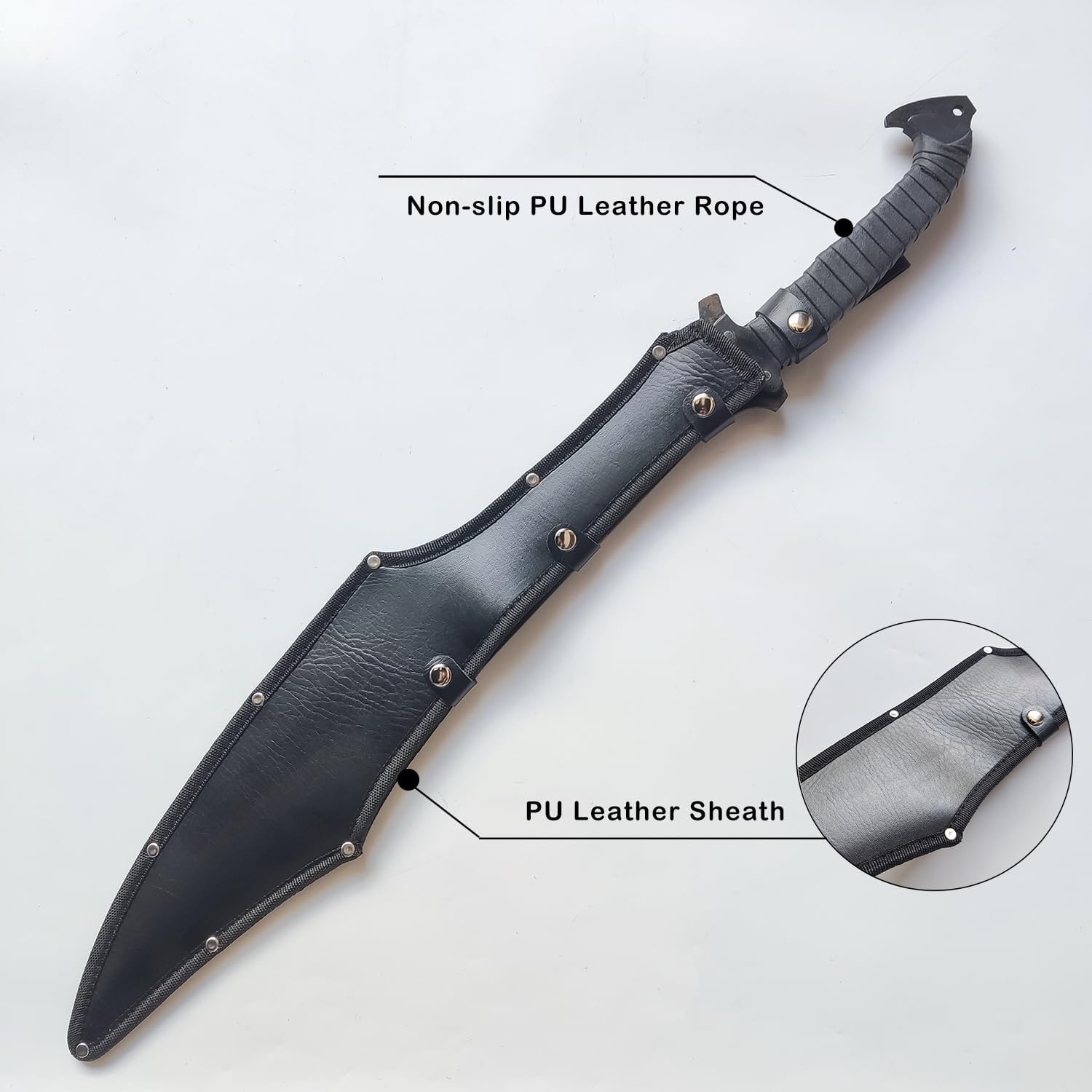Full Tang Carbon Steel Machete Sword with Sheath for Practice, Outdoor Use, Collection-27.6 Inch - Image 3