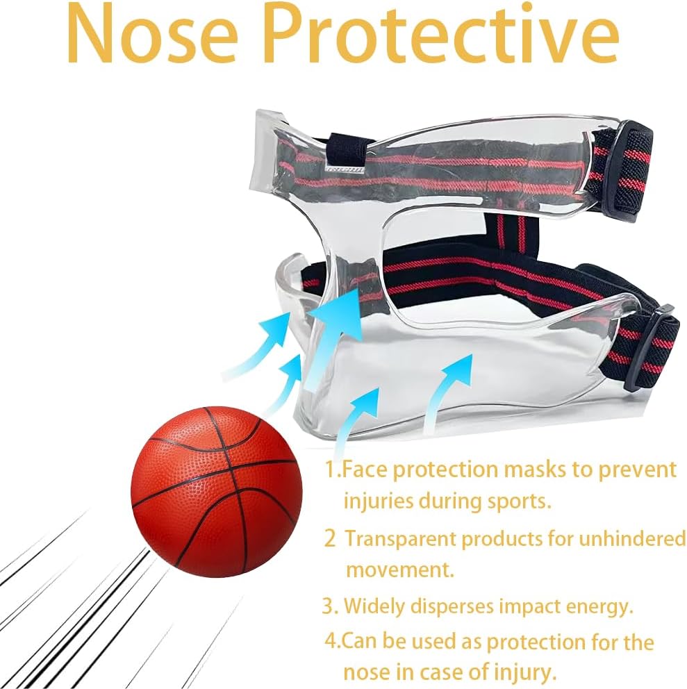 Nose Guard for Broken Nose Protective Face Masks for Basketball and Soccer Sports Adjustable Face Mask with Foam Padding for Men and Women with Drill - Image 3