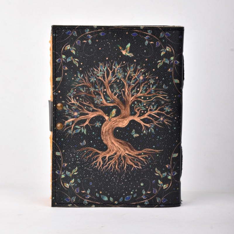 Fox Printed Book of Shadows Journal Diary with Antique Rustic Lock for Men Women Leather Notebook, Vintage Journal, Great Gift 7 x 5 Inch (200 pages)