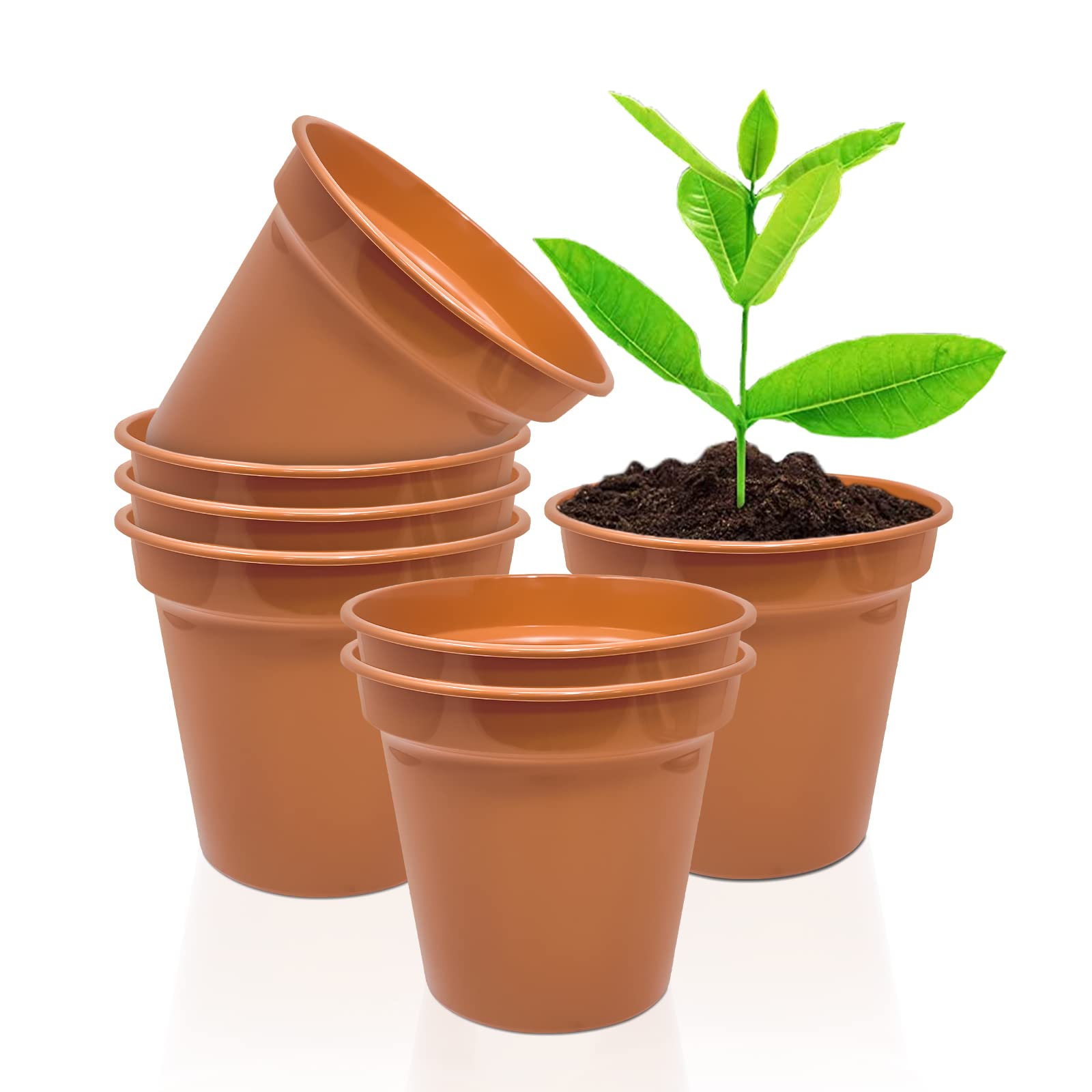 Winsome Pot (4 Inch - Pack Of 7) 4 Inch (Pack Of 7) Terracotta Plant Pot With Drainage Holes, Indoor & Outdoor Plant Pot, Decorative Planter For Herbs, Flowers, Succulents & Repotting