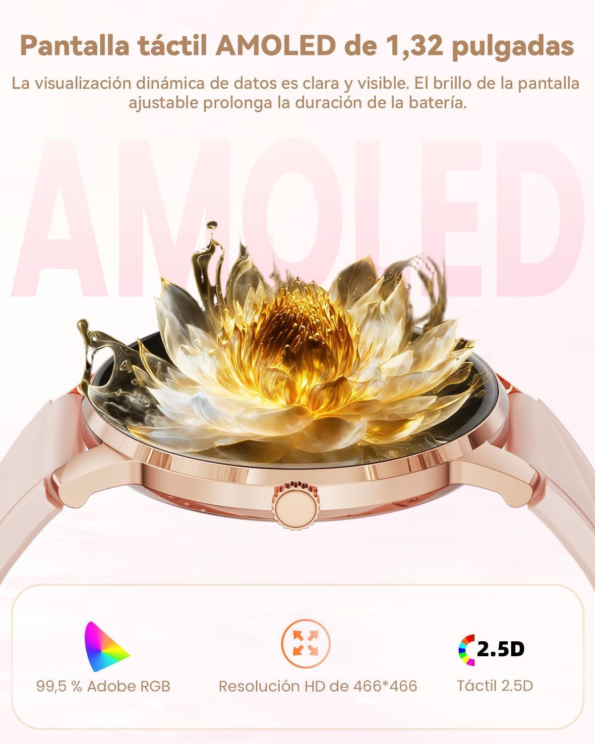 Reloj Inteligente Mujer con Llamadas Bluetooth, Pantalla de 1,32"
