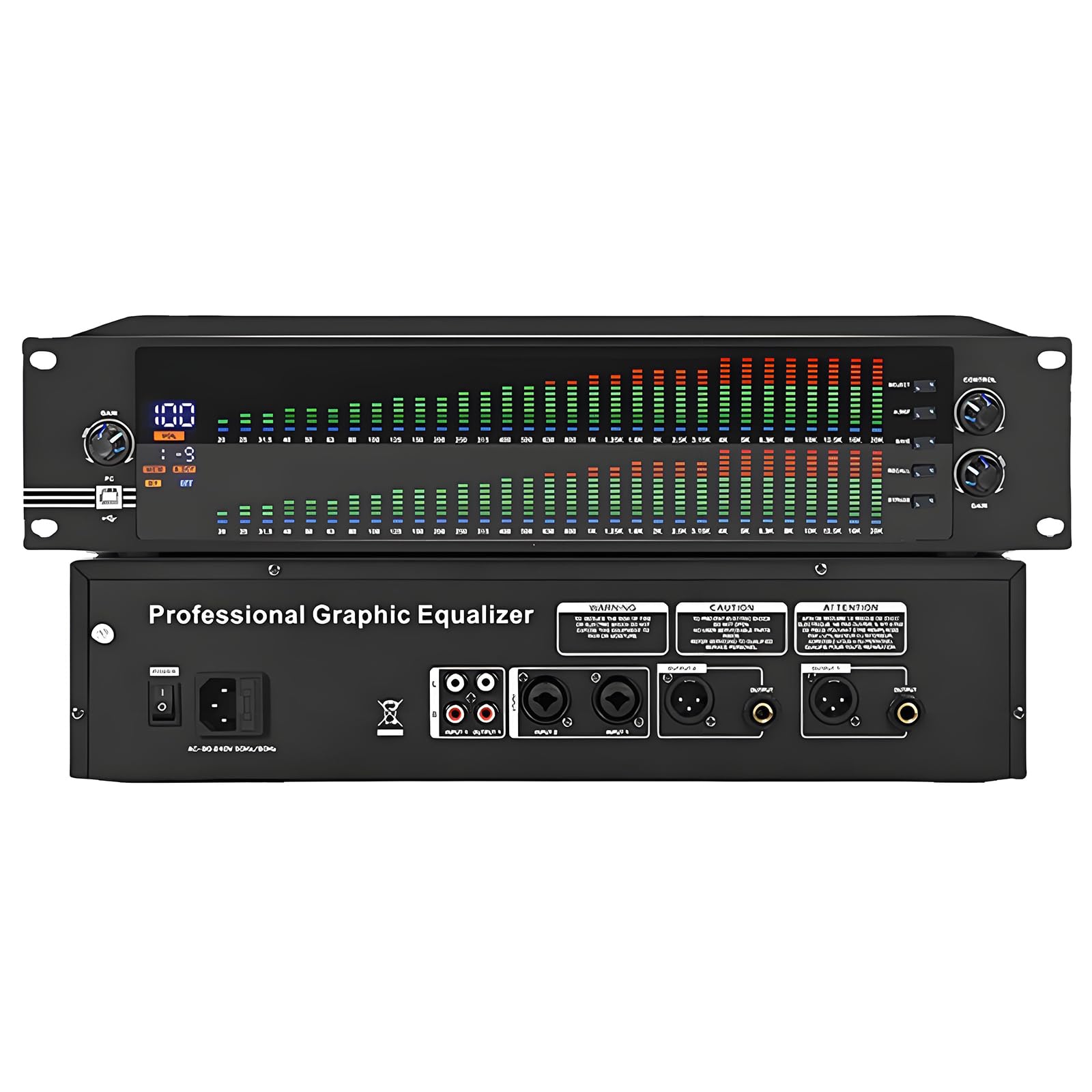 Equalizzatore Digitale a 31 Bande, Equalizzatore Grafico Stereo Audio Digitale, 10 Modalità Ritmiche/funzione Di Riduzione Del Rumore/interfaccia Multifunzione/equalizzatore Di Sintonia Per Bar, Karao