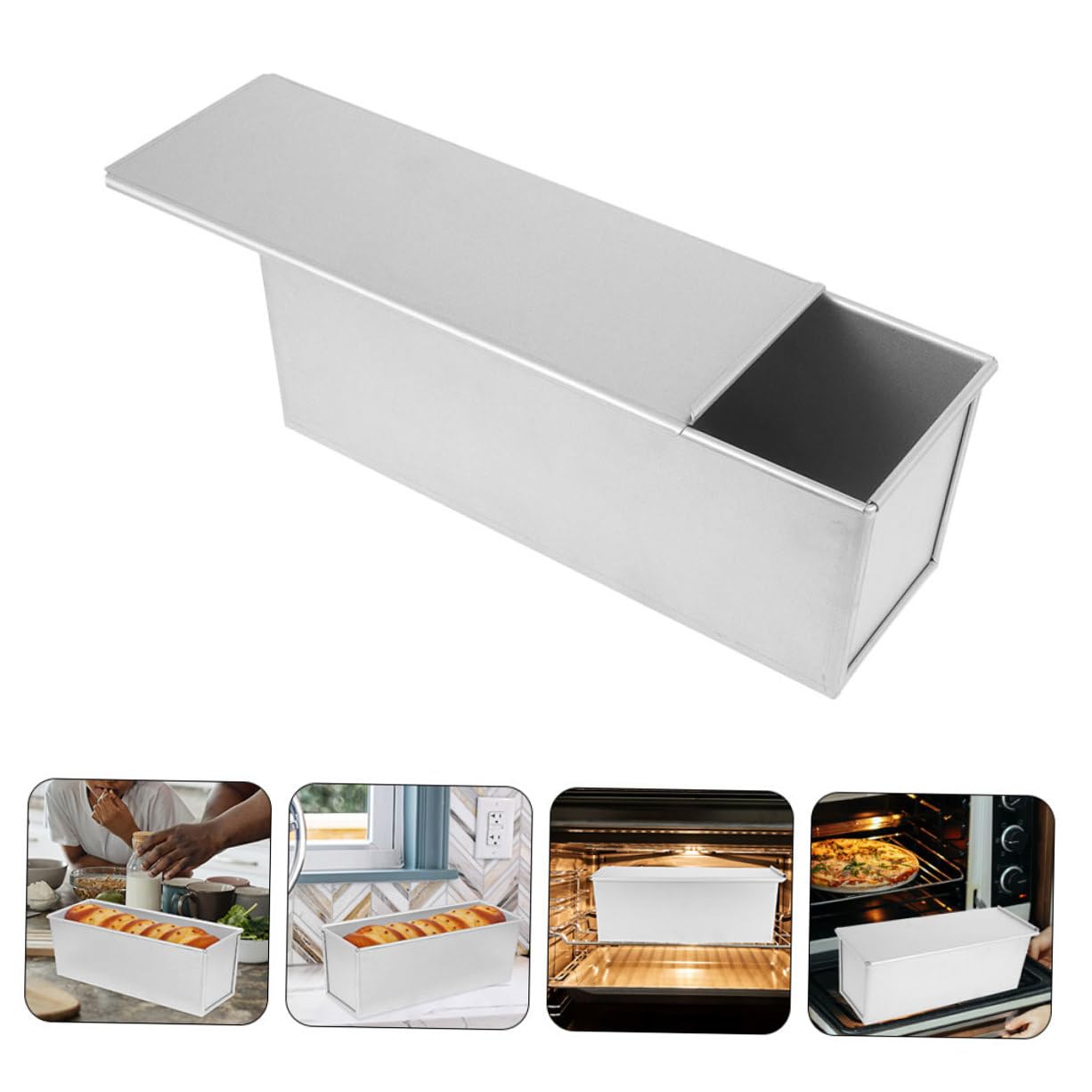 Toyvian Loaf Tin mit Abdeckung Brotbackform mit Glattem Rand für Toast Sandwich Backen Antihaftbeschichtetes Kastenform Backtopf für Zuhause und Geschenke