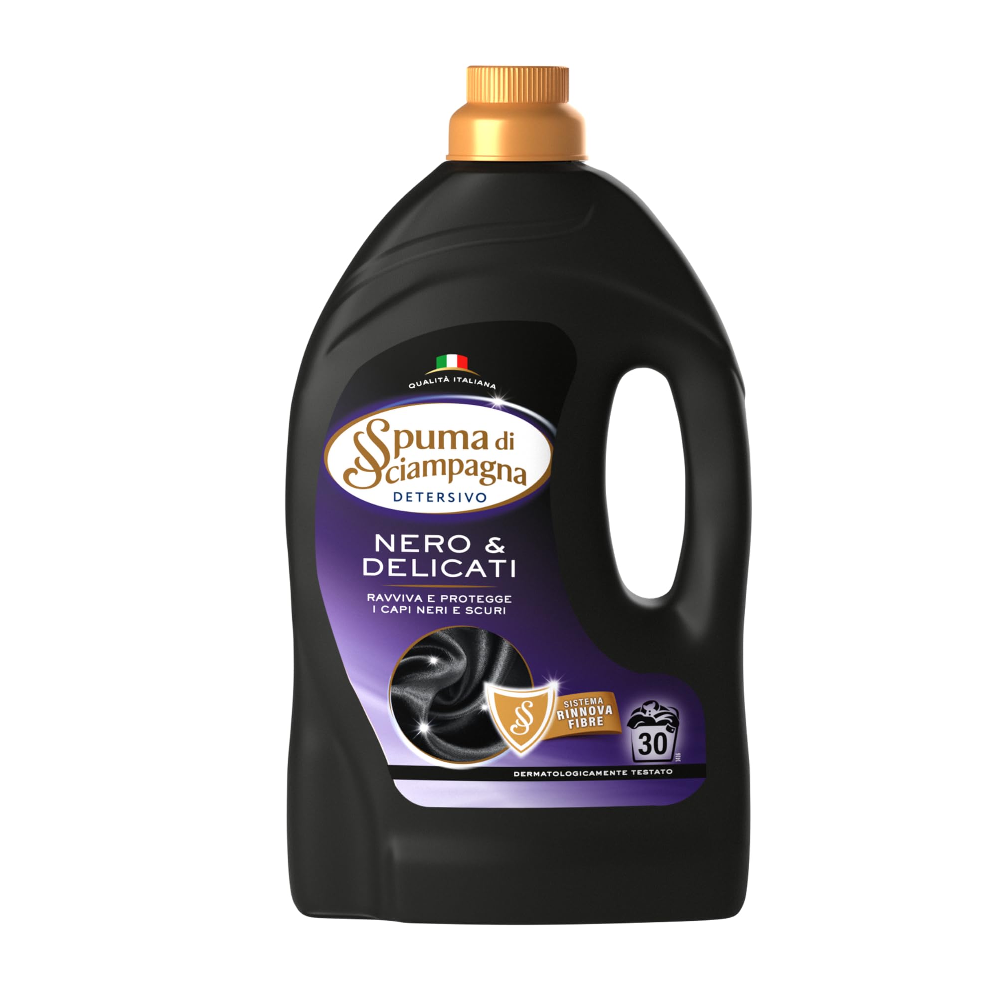 Spuma di Sciampagna - Detersivo Nero e Delicati 6x1350ml 30 Lavaggi | detersivo capi delicati, ravviva e protegge capi neri e scuri, allunga la vita dei capi, rinnova tessuti danneggiati